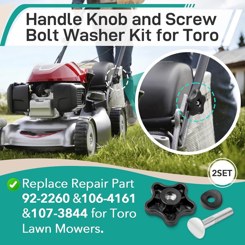 Gfdoso 2Set Handle Knob and Screw Bolt Kit for Toro – Replace 92-2260, 106-4161, 107-3844, 117-5976 Fits for Toro Lawn Mowers, Snow Blowers(Includes Knob & Washer & Bolts) - Image 2